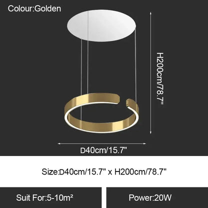 Minimalist gold & white led ring chandelier dining room pendant light
