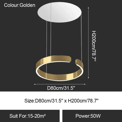 Minimalist gold & white led ring chandelier dining room pendant light