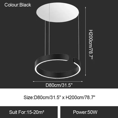 Minimalist gold & white led ring chandelier dining room pendant light