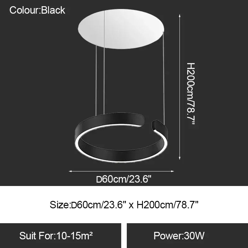 Minimalist gold & white led ring chandelier dining room pendant light