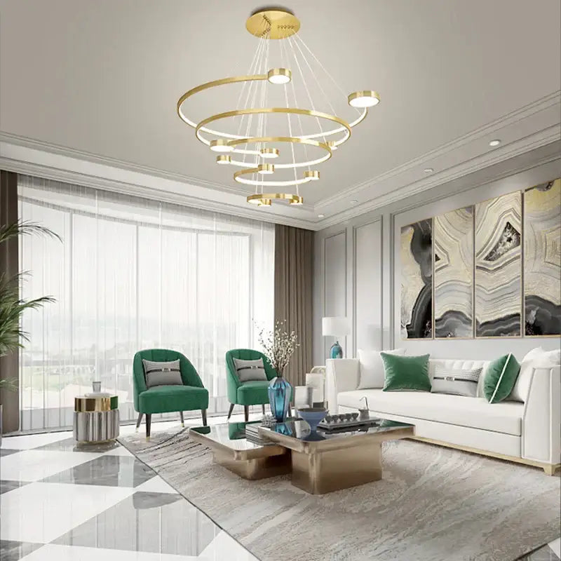 Modern black led ring chandelier dining room hanging light