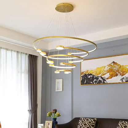 Modern black led ring chandelier dining room hanging light