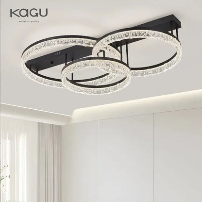 Modern white crystal led ring chandelier living room light
