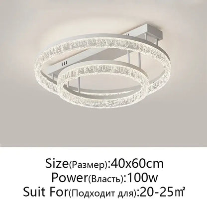 Modern white crystal led ring chandelier living room light