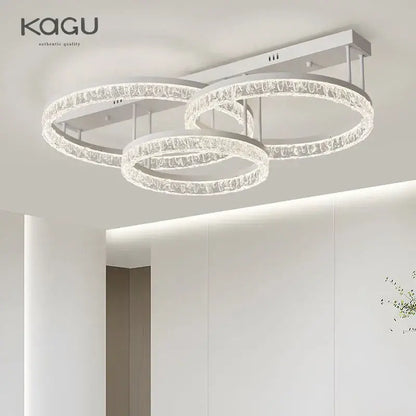 Modern white crystal led ring chandelier living room light