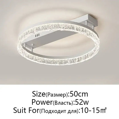 Modern white crystal led ring chandelier living room light