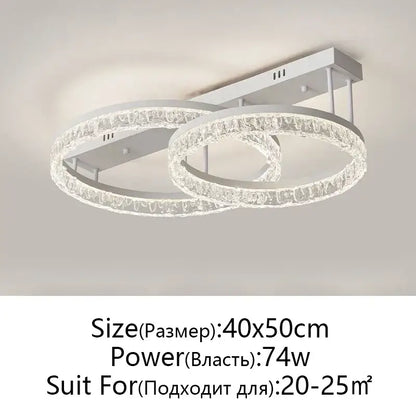 Modern white crystal led ring chandelier living room light