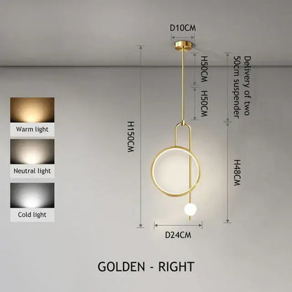 Modern black led ring pendant chandelier for dining room