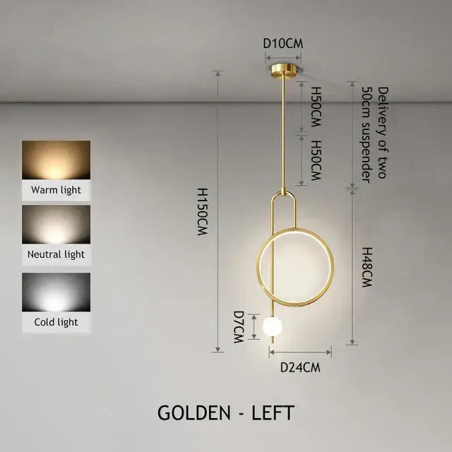 Modern black led ring pendant chandelier for dining room