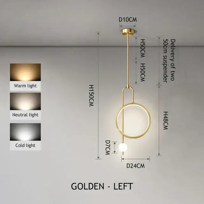 Modern black led ring pendant chandelier for dining room