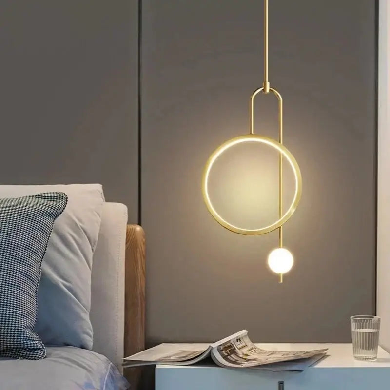 Modern black led ring pendant chandelier for dining room