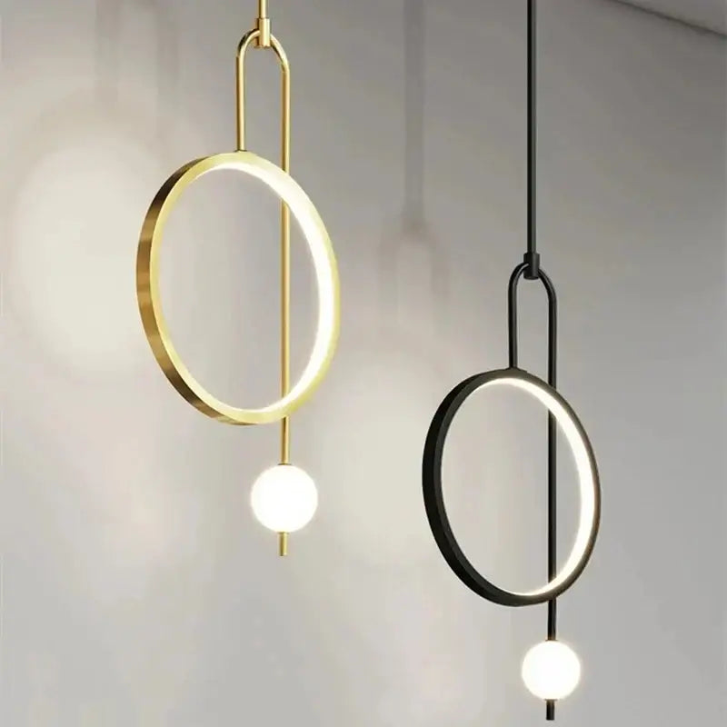 Modern black led ring pendant chandelier for dining room
