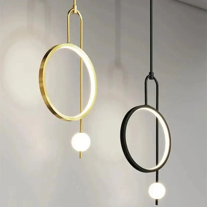 Modern black led ring pendant chandelier for dining room
