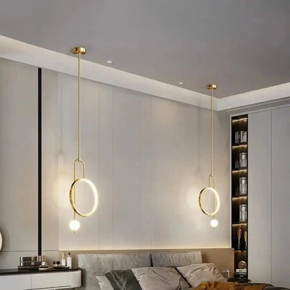 Modern black led ring pendant chandelier for dining room