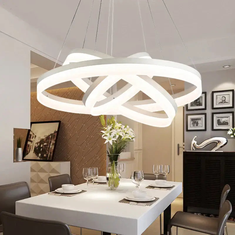 Modern white led ring pendant light – dining room chandelier