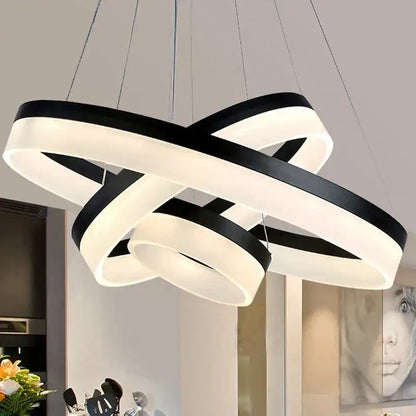 Modern white led ring pendant light – dining room chandelier