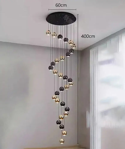 Modern black & gold globe chandelier dining room multiple heads size
