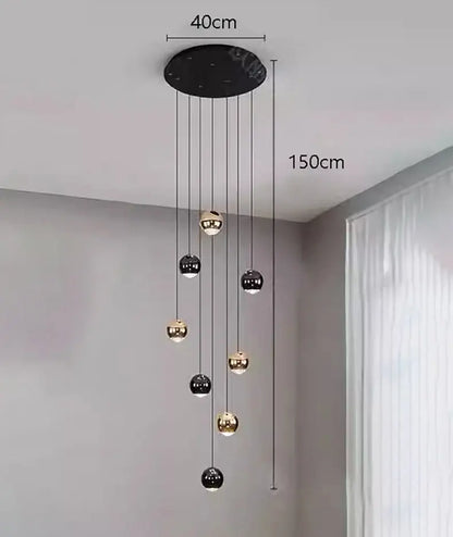 Modern black & gold globe chandelier dining room multiple heads size
