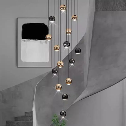 Modern black & gold globe chandelier dining room multiple heads size