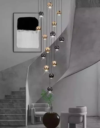 Modern black & gold globe chandelier dining room multiple heads size
