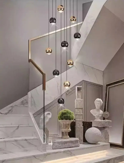 Modern black & gold globe chandelier dining room multiple heads size