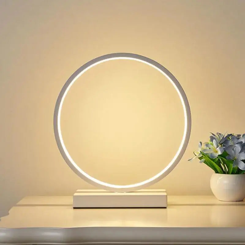 Modern twisted white led ring table lamp for bedroom lighting