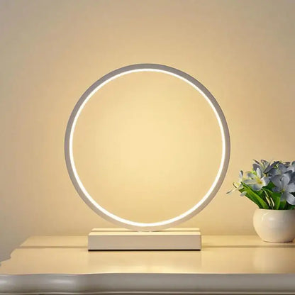 Modern twisted white led ring table lamp for bedroom lighting