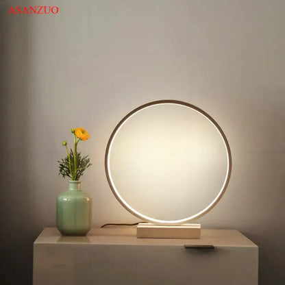 Modern twisted white led ring table lamp for bedroom lighting