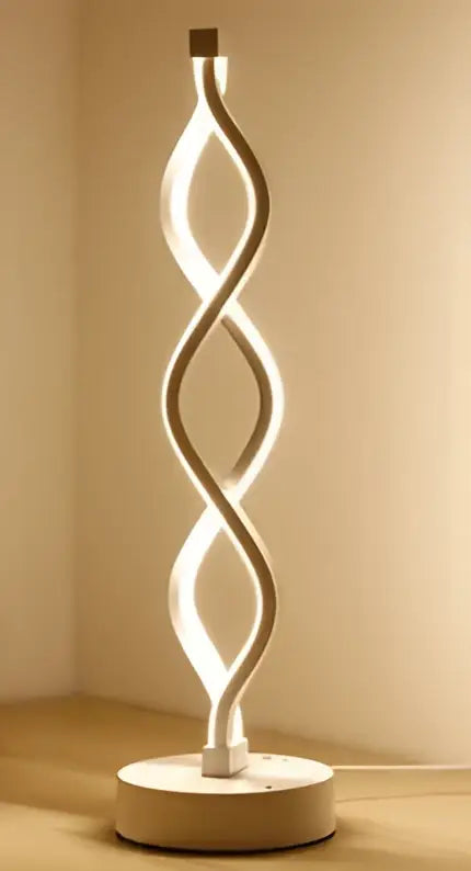 Modern twisted white led ring table lamp for bedroom lighting
