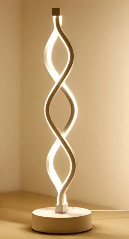 Modern twisted white led ring table lamp for bedroom lighting
