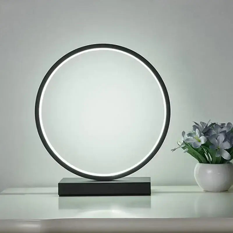 Modern twisted white led ring table lamp for bedroom lighting