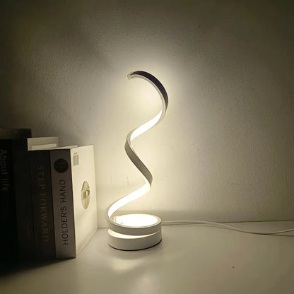 Modern twisted white led ring table lamp for bedroom lighting