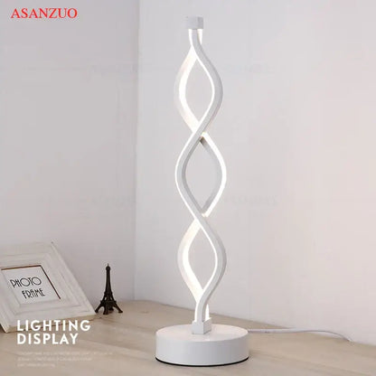 Modern twisted white led ring table lamp for bedroom lighting