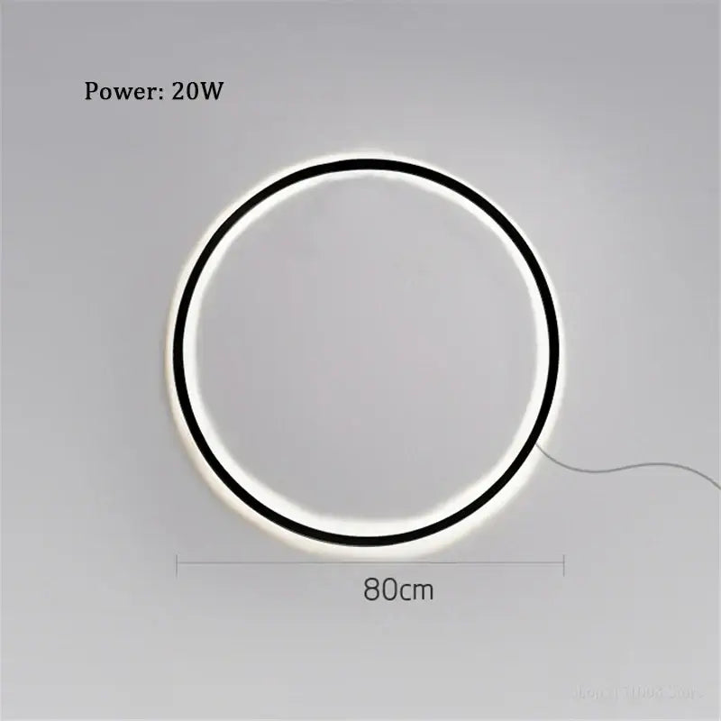 Minimalist black led ring wall lamp living room atmosphere light