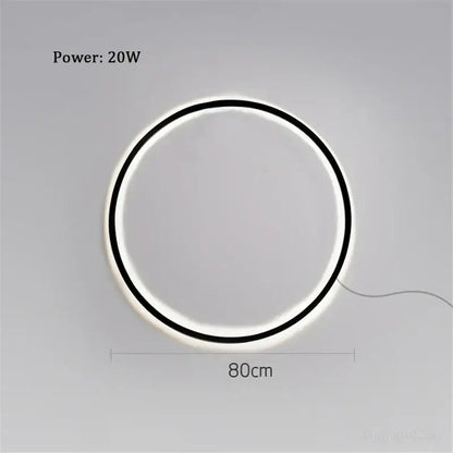 Minimalist black led ring wall lamp living room atmosphere light