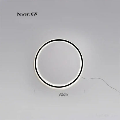 Minimalist black led ring wall lamp living room atmosphere light