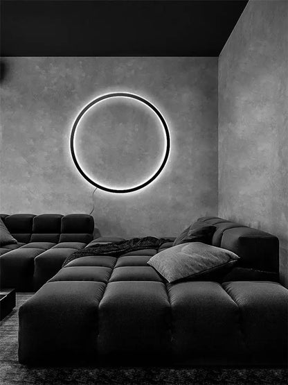 Minimalist black led ring wall lamp living room atmosphere light