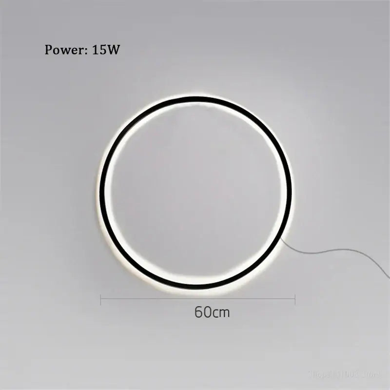 Minimalist black led ring wall lamp living room atmosphere light