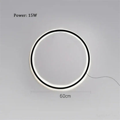 Minimalist black led ring wall lamp living room atmosphere light