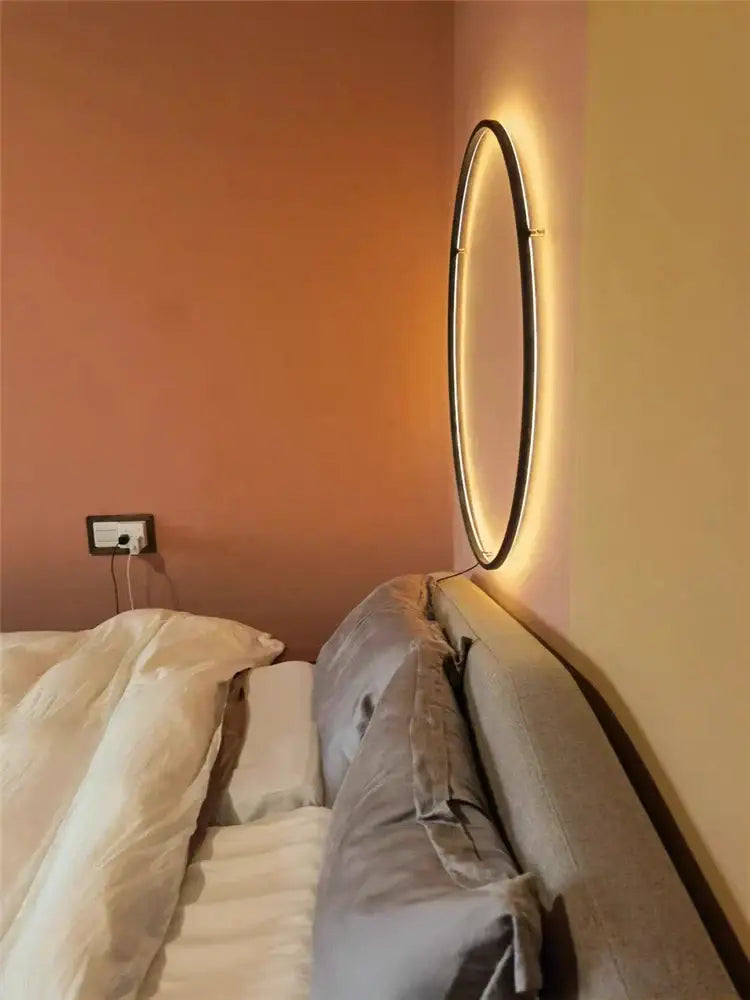Minimalist black led ring wall lamp living room atmosphere light