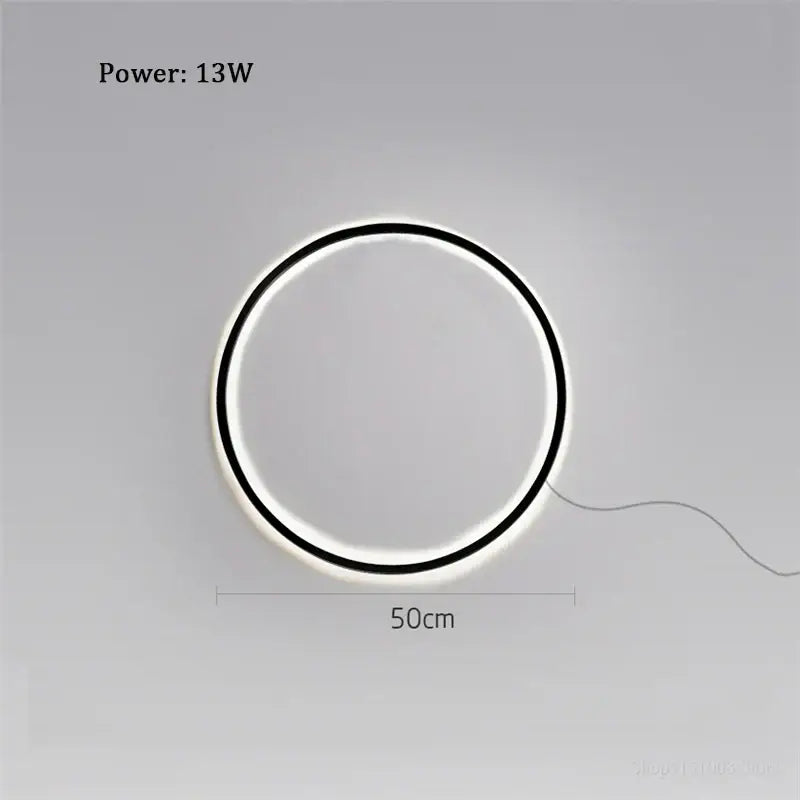 Minimalist black led ring wall lamp living room atmosphere light