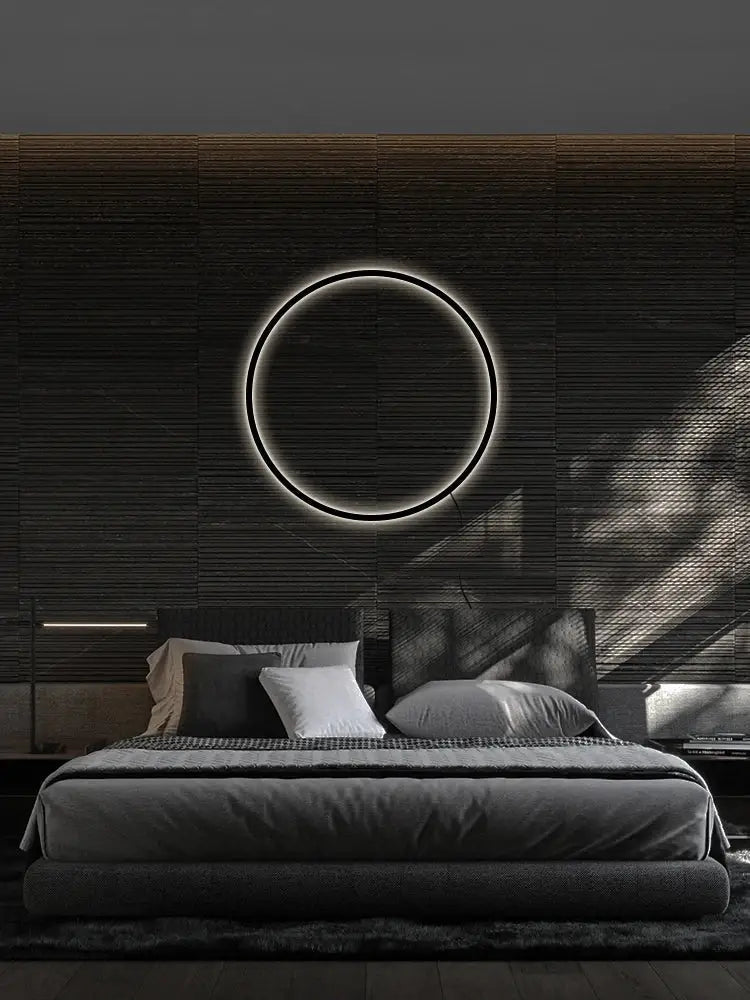 Minimalist black led ring wall lamp living room atmosphere light