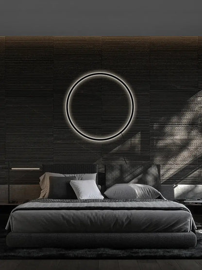 Minimalist black led ring wall lamp living room atmosphere light