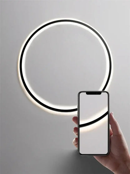 Minimalist black led ring wall lamp living room atmosphere light