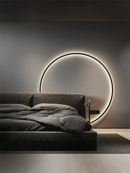 Minimalist black led ring wall lamp living room atmosphere light