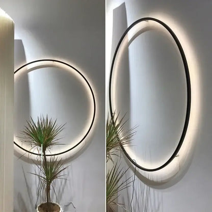Modern oval led ring wall lamp bedroom mirror sconce