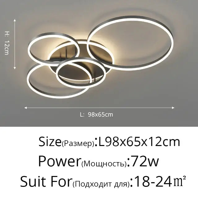 Modern gold led rings ceiling chandelier living room lighting