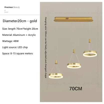 Modern gold led rings ceiling chandelier living room lighting