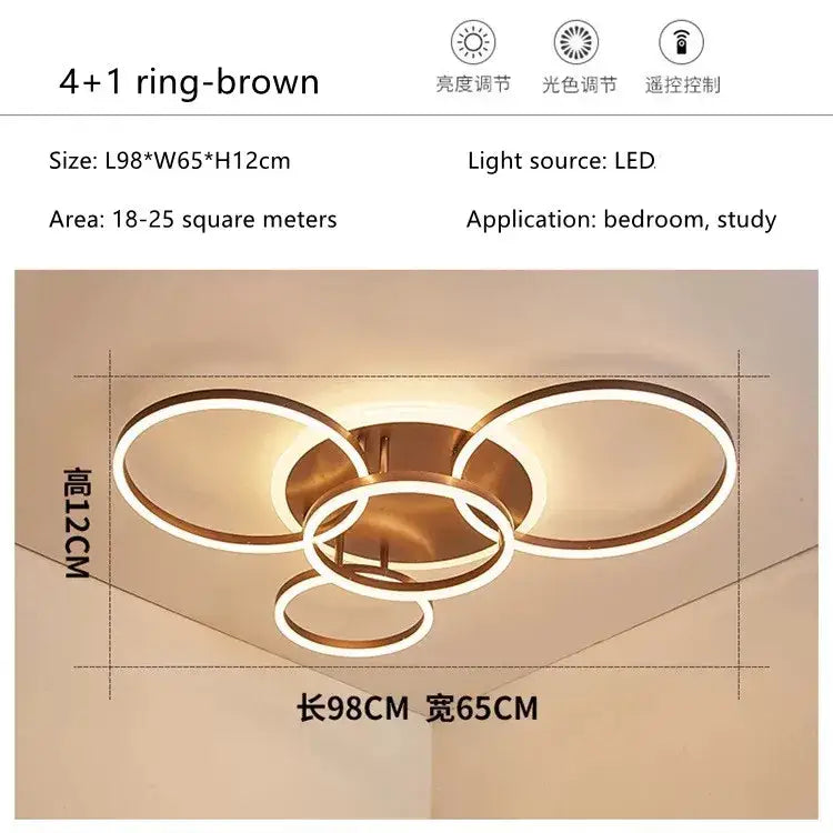 Modern gold led rings ceiling chandelier living room lighting