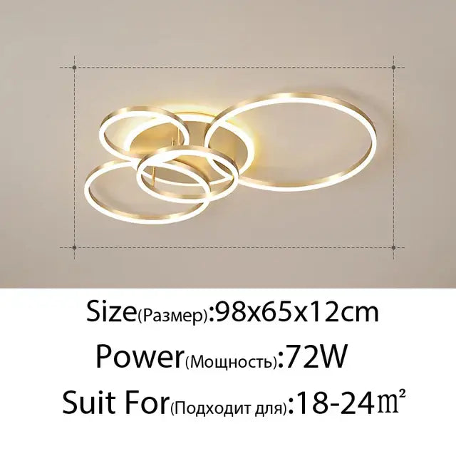 Modern gold led rings ceiling chandelier for living room
